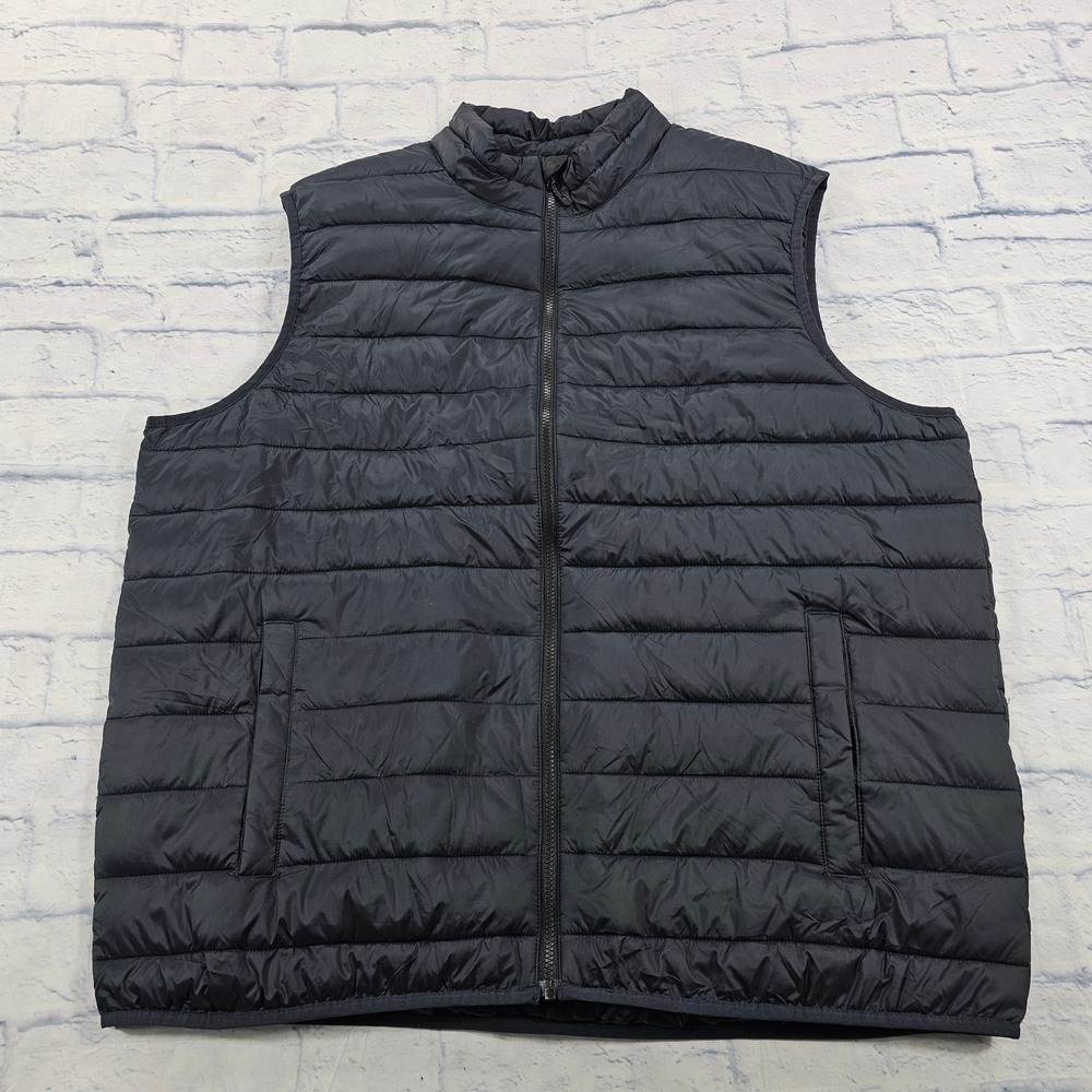 Swiss Tech Puffer Vest MENS 2XL Black Quilted Full Zip Lightweight Nylon